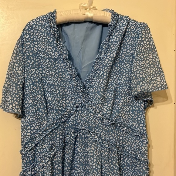 NWT V Neck Long Sleeve Wrap Maxi Dress A Line Empire Waist Casual Chiffon Dress - Picture 2 of 12